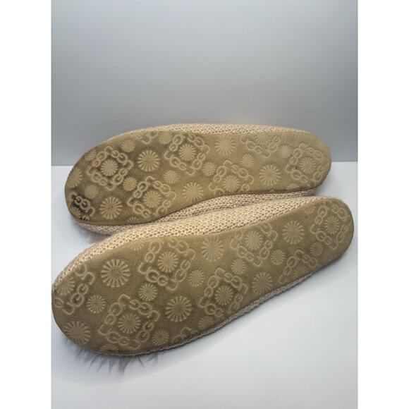 UGG Andi Ballet Pink Knit Slippers Sheepskin Poms & Insoles Size 8 - Picture 3 of 3